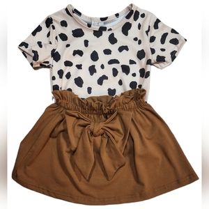 Animal print shirt & Chocolate skirt